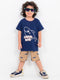Jumping Waves Cotton Short Set (Ocean Navy & Sandy Fin)