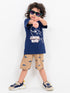Jumping Waves Cotton Short Set (Ocean Navy & Sandy Fin)