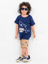 Jumping Waves Cotton Short Set (Ocean Navy & Sandy Fin)