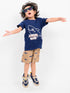 Jumping Waves Cotton Short Set (Ocean Navy & Sandy Fin)