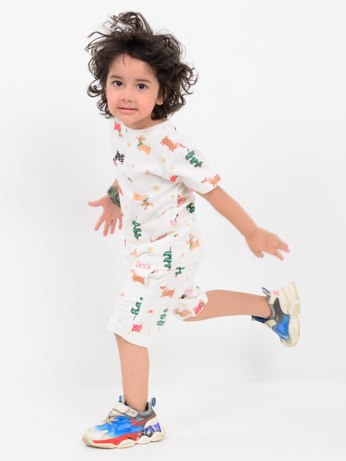 Festive Frolic Cotton Short Set (Ivory)