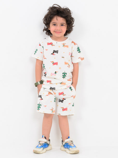 Festive Frolic Cotton Short Set (Ivory)