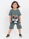 Oversized Detective Panda Cotton Short Set (Dark Green)