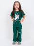 Unicorn Themed Cotton Trouser Set (Dark Green)