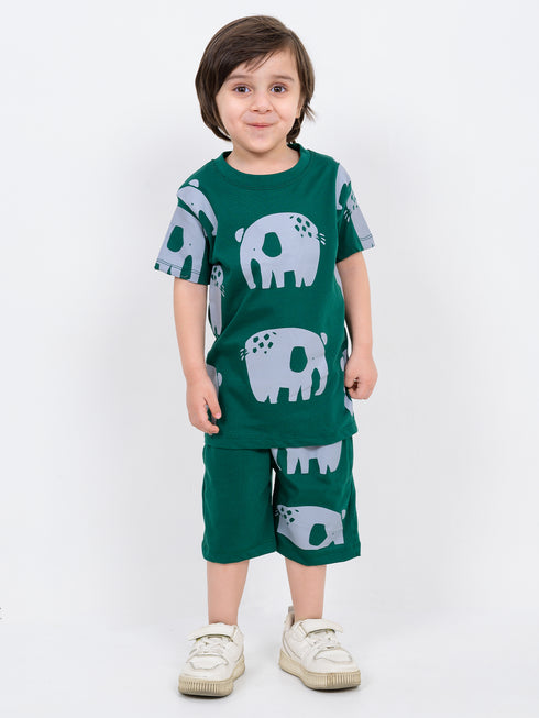 Elephant Themed Cotton Short Set (Castleton Green)