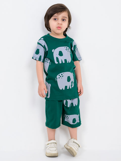 Elephant Themed Cotton Short Set (Castleton Green)