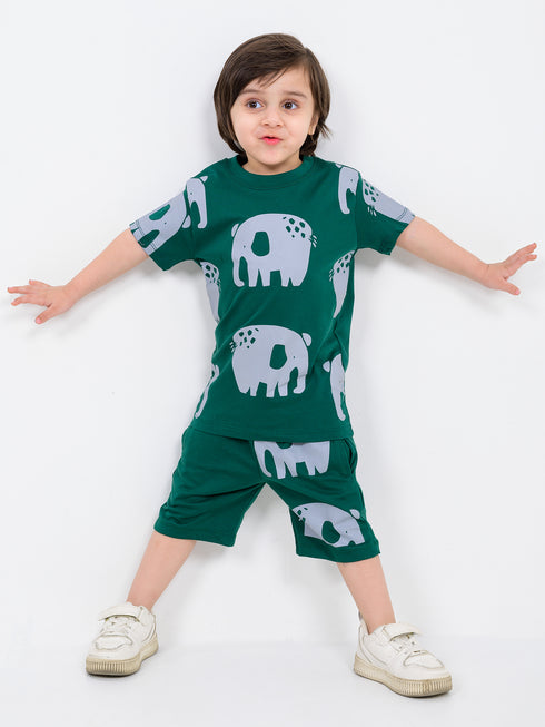 Elephant Themed Cotton Short Set (Castleton Green)