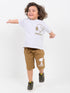 Oversized Little Snoopy Explorer Cotton Short Set (Ash Grey & Cocoa)
