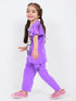Hello Kitty Frill Sleeves Cotton Trouser Set (Purple)