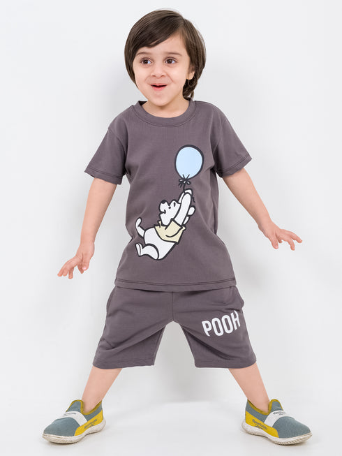 Winnie The Pooh Cotton Short Set (Gray)