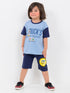 Oversized Duckling Adventures Cotton Short Set (Sky & Deep Sea)
