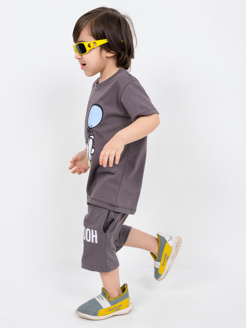 Winnie The Pooh Cotton Short Set (Gray)