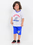Oversized Bright Day Buddy Cotton Short Set (Light Grey & Royal Blue)