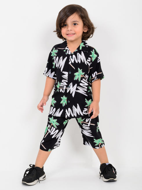Midnight Trees Imported Linen Set (Black)