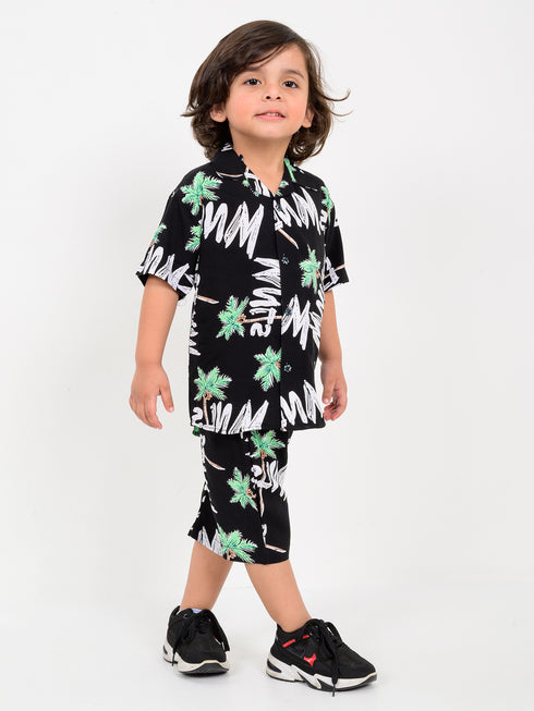 Midnight Trees Imported Linen Set (Black)