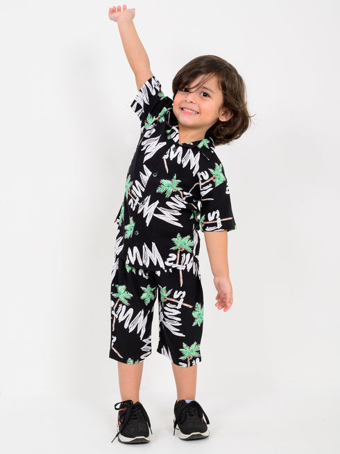 Midnight Trees Imported Linen Set (Black)