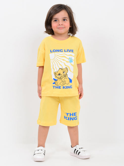 Oversized Long Live The King Cotton Short Set (Sunshine Yellow)
