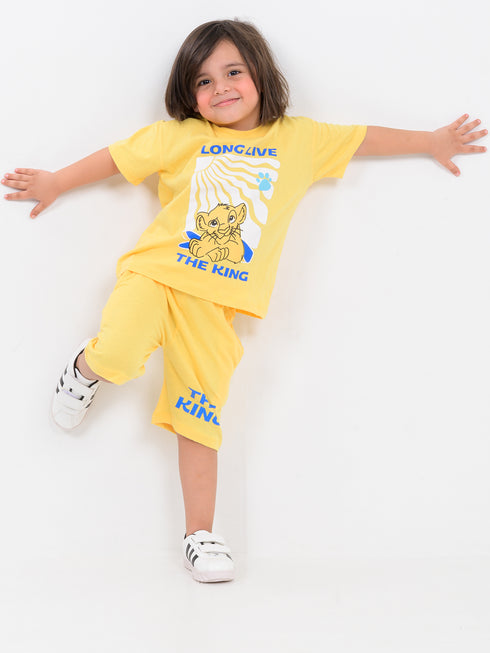 Oversized Long Live The King Cotton Short Set (Sunshine Yellow)