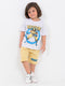 Oversized Wolverine Power Cotton Short Set (White & Light Yellow)