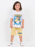 Oversized Wolverine Power Cotton Short Set (White & Light Yellow)