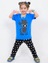 Cat Polka Dot Cotton Trouser Set (Bayern Blue)