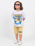 Oversized Wolverine Power Cotton Short Set (White & Light Yellow)