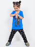 Cat Polka Dot Cotton Trouser Set (Bayern Blue)