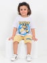 Oversized Wolverine Power Cotton Short Set (White & Light Yellow)