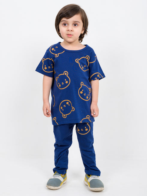 Honey Bear Cotton Trouser Set (Broncos Navy)