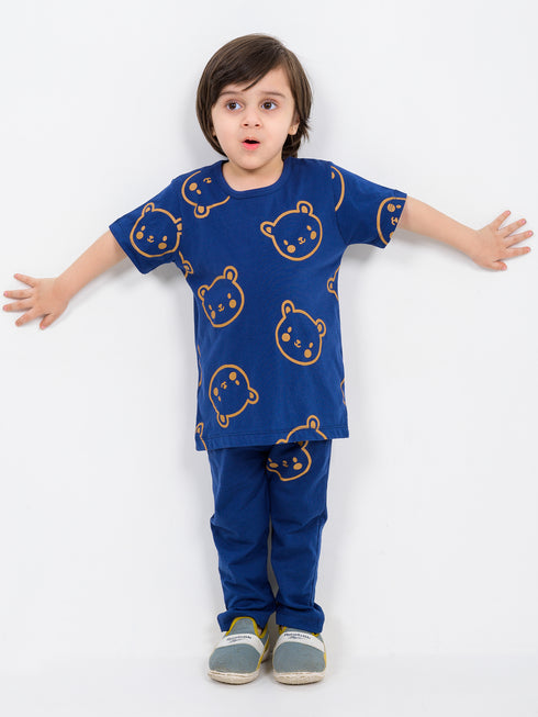 Honey Bear Cotton Trouser Set (Broncos Navy)