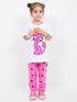 Heart Eyes Kitty Cotton Trouser Set (White-Pink)