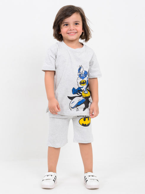 Oversized Batman Power Cotton Short Set (Grey)