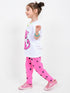 Heart Eyes Kitty Cotton Trouser Set (White-Pink)