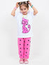 Heart Eyes Kitty Cotton Trouser Set (White-Pink)