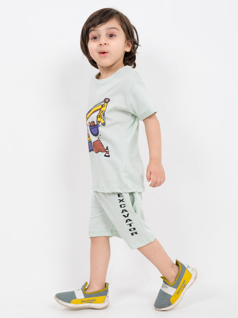 Excavator Cotton Short Set (Mint Green)