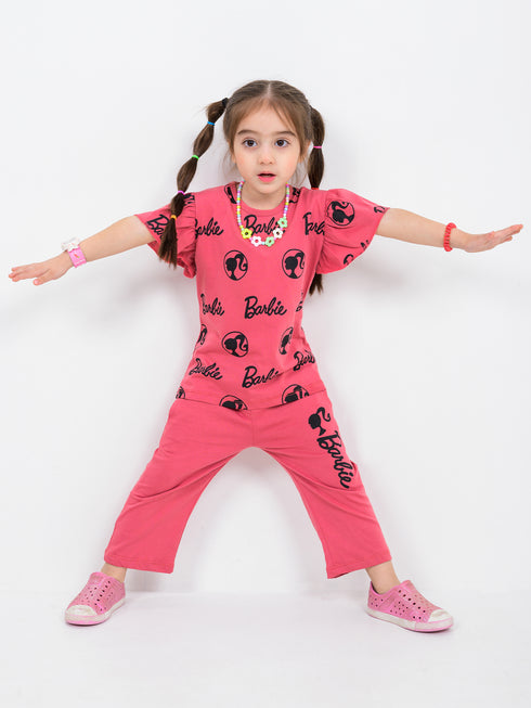 Barbie Themed Cotton Trouser Set (Deep Chestnut)