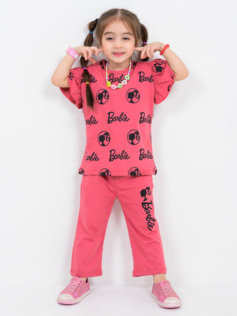 Barbie Themed Cotton Trouser Set (Deep Chestnut)