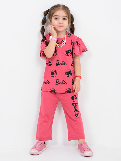 Barbie Themed Cotton Trouser Set (Deep Chestnut)