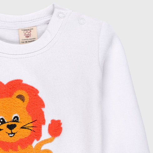 Lion Towel Printed Fleece Sweatshirt (White)