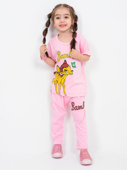 Bambi Printed Cotton Trouser Set (Light Pink)
