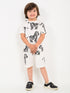 Zig Zag Zebra Cotton Short Set (Off-White)