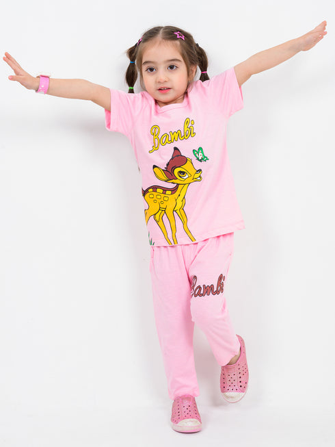 Bambi Printed Cotton Trouser Set (Light Pink)