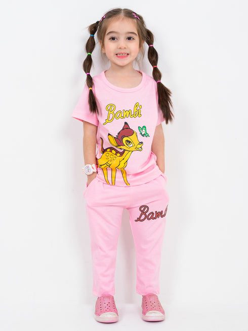 Bambi Printed Cotton Trouser Set (Light Pink)
