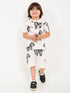 Zig Zag Zebra Cotton Short Set (Off-White)