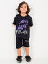 Oversized Black Panther Cotton Short Set (Black)