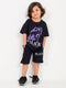 Oversized Black Panther Cotton Short Set (Black)