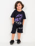 Oversized Black Panther Cotton Short Set (Black)