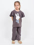 Bunny And Teddy Cotton Trouser Set (Carbon Gray)