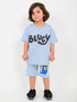 Oversized Bluey Themed Cotton Short Set (Blue)