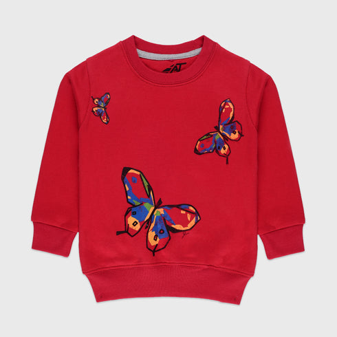 Butterfly Allover Printed Fleece Tracksuit (Red)